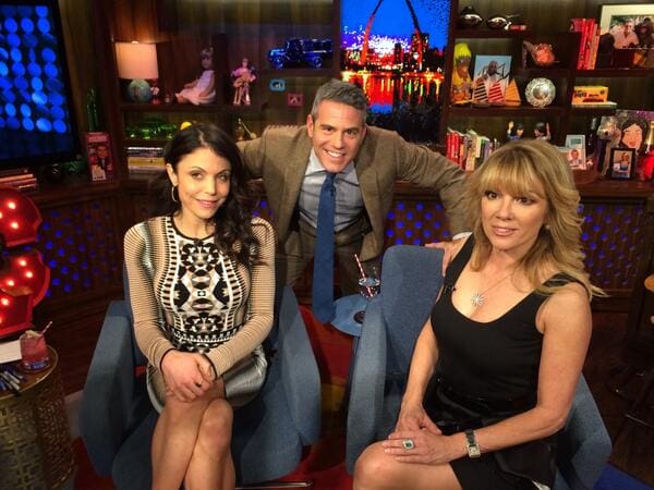Andy Cohen with RHONY OGs Bethenny Frankel and Ramona Singer
